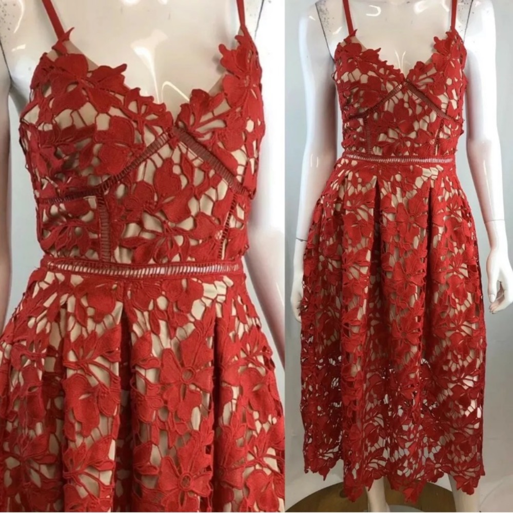 Love...Ady Floral Lace Illusion Fit Flarr Dress